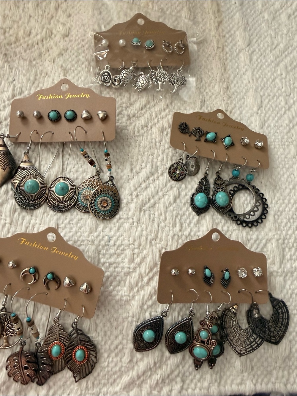 Fashion Jewelry Turquoise and Silver Earring Set - Mixed Styles